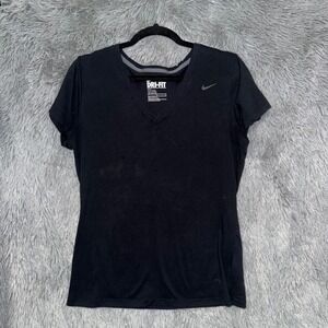 Nike Dri Fit Slim Fit V Neck Short Sleeve Athletic T Shirt Womens Size G